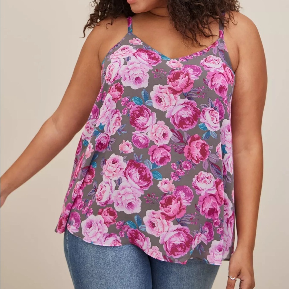 Torrid Floral Grey Sophie Swing Cami Size 1X